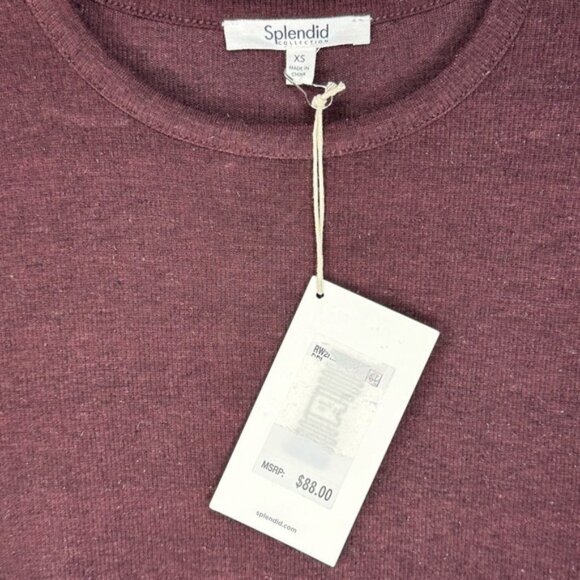 Splendid Isabella Eyelash Shimmer Long Sleeve Tee Burgundy Size XS - Picture 3 of 6